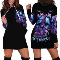 Black hoodie dress with matching front and back witch skull artwork, hooded sweatshirt style