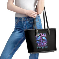 Witch Skull Leather Tote Bag Iam Who Iam Your Approval Isn't Need - Wonder Print Shop