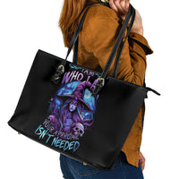 Witch Skull Leather Tote Bag Iam Who Iam Your Approval Isn't Need - Wonder Print Shop