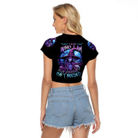 Witch Skull Raglan Cropped T Shirt Iam Who Iam Your Approval Isn't Need - Wonder Print Shop