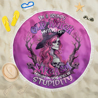 Witch Skull Beach Blanket I'm A Grumpy Old Lady Sarcasm Depends On Your Stupidity - Wonder Print Shop