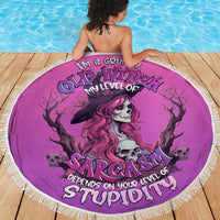 Witch Skull Beach Blanket I'm A Grumpy Old Lady Sarcasm Depends On Your Stupidity - Wonder Print Shop