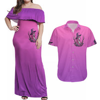 Witch Skull Couples Matching Off Shoulder Maxi Dress and Hawaiian Shirt i'm A Grumpy Old Lady Sarcasm Depends On Your Stupidity - Wonder Print Shop