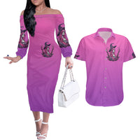 Witch Skull Couples Matching Off The Shoulder Long Sleeve Dress and Hawaiian Shirt i'm A Grumpy Old Lady Sarcasm Depends On Your Stupidity - Wonder Print Shop