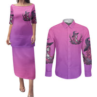 Witch Skull Couples Matching Puletasi Dress and Long Sleeve Button Shirts I'm A Grumpy Old Lady Sarcasm Depends On Your Stupidity - Wonder Print Shop