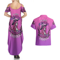 Witch Skull Couples Matching Summer Maxi Dress and Hawaiian Shirt I'm A Grumpy Old Lady Sarcasm Depends On Your Stupidity - Wonder Print Shop