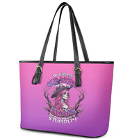 Witch Skull Leather Tote Bag I'm A Grumpy Old Lady Sarcasm Depends On Your Stupidity - Wonder Print Shop