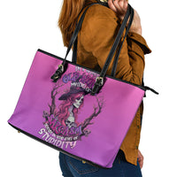 Witch Skull Leather Tote Bag I'm A Grumpy Old Lady Sarcasm Depends On Your Stupidity - Wonder Print Shop