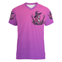 Witch Skull Women V Neck T Shirt I'm A Grumpy Old Lady Sarcasm Depends On Your Stupidity - Wonder Print Shop