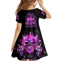 Queen Skull Family Matching Long Sleeve Bodycon Dress and Hawaiian Shirt Bitch I'm Not A Princess I'm The Fucking Queen - Wonder Print Shop