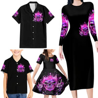 Queen Skull Family Matching Long Sleeve Bodycon Dress and Hawaiian Shirt Bitch I'm Not A Princess I'm The Fucking Queen - Wonder Print Shop