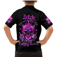 Queen Skull Family Matching Mermaid Dress and Hawaiian Shirt Bitch I'm Not A Princess I'm The Fucking Queen - Wonder Print Shop