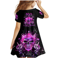Queen Skull Family Matching Mermaid Dress and Hawaiian Shirt Bitch I'm Not A Princess I'm The Fucking Queen - Wonder Print Shop