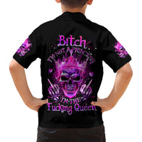 Queen Skull Family Matching Off Shoulder Short Dress and Hawaiian Shirt Bitch I'm Not A Princess I'm The Fucking Queen - Wonder Print Shop