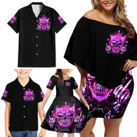 Queen Skull Family Matching Off Shoulder Short Dress and Hawaiian Shirt Bitch I'm Not A Princess I'm The Fucking Queen - Wonder Print Shop