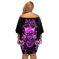 Queen Skull Family Matching Off Shoulder Short Dress and Hawaiian Shirt Bitch I'm Not A Princess I'm The Fucking Queen - Wonder Print Shop