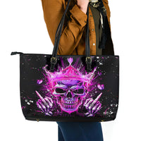 Queen Skull Leather Tote Bag Bitch I'm Not A Princess I'm The Fucking Queen - Wonder Print Shop