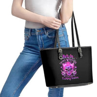 Queen Skull Leather Tote Bag Bitch I'm Not A Princess I'm The Fucking Queen - Wonder Print Shop