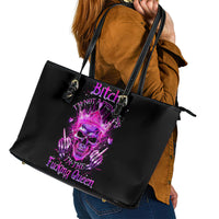 Queen Skull Leather Tote Bag Bitch I'm Not A Princess I'm The Fucking Queen - Wonder Print Shop