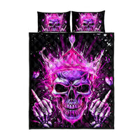Queen Skull Quilt Bed Set Bitch I'm Not A Princess I'm The Fucking Queen - Wonder Print Shop