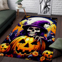 Pumpkin Witch Skull Area Rug In My Defense The Moon Was Full And I Was Left Unsupervided - Wonder Print Shop