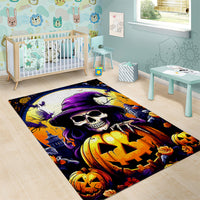 Pumpkin Witch Skull Area Rug In My Defense The Moon Was Full And I Was Left Unsupervided - Wonder Print Shop