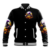 Pumpkin Witch Skull Baseball Jacket In My Defense The Moon Was Full And I Was Left Unsupervided - Wonder Print Shop