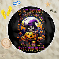 Pumpkin Witch Skull Beach Blanket In My Defense The Moon Was Full And I Was Left Unsupervided - Wonder Print Shop