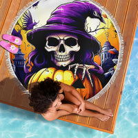 Pumpkin Witch Skull Beach Blanket In My Defense The Moon Was Full And I Was Left Unsupervided - Wonder Print Shop