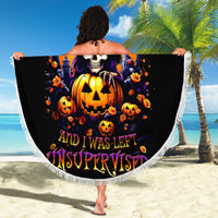Pumpkin Witch Skull Beach Blanket In My Defense The Moon Was Full And I Was Left Unsupervided - Wonder Print Shop