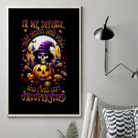 Pumpkin Witch Skull Canvas Wall Art In My Defense The Moon Was Full And I Was Left Unsupervided - Wonder Print Shop