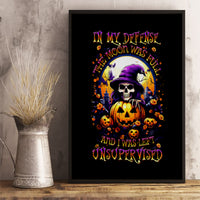 Pumpkin Witch Skull Canvas Wall Art In My Defense The Moon Was Full And I Was Left Unsupervided - Wonder Print Shop