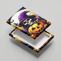Pumpkin Witch Skull Canvas Wall Art In My Defense The Moon Was Full And I Was Left Unsupervided - Wonder Print Shop