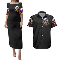 Pumpkin Witch Skull Couples Matching Puletasi Dress and Hawaiian Shirt In My Defense The Moon Was Full And I Was Left Unsupervided - Wonder Print Shop