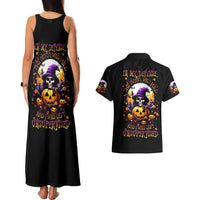 Pumpkin Witch Skull Couples Matching Tank Maxi Dress and Hawaiian Shirt In My Defense The Moon Was Full And I Was Left Unsupervided - Wonder Print Shop