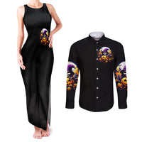Pumpkin Witch Skull Couples Matching Tank Maxi Dress and Long Sleeve Button Shirts In My Defense The Moon Was Full And I Was Left Unsupervided - Wonder Print Shop