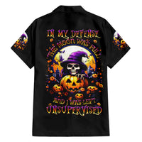 Pumpkin Witch Skull Family Matching Off Shoulder Long Sleeve Dress and Hawaiian Shirt In My Defense The Moon Was Full And I Was Left Unsupervided - Wonder Print Shop
