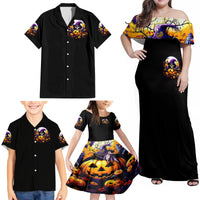 Pumpkin Witch Skull Family Matching Off Shoulder Maxi Dress and Hawaiian Shirt In My Defense The Moon Was Full And I Was Left Unsupervided - Wonder Print Shop