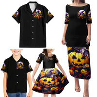 Pumpkin Witch Skull Family Matching Puletasi and Hawaiian Shirt In My Defense The Moon Was Full And I Was Left Unsupervided - Wonder Print Shop