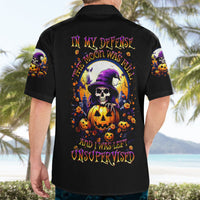 Pumpkin Witch Skull Hawaiian Shirt In My Defense The Moon Was Full And I Was Left Unsupervided - Wonder Print Shop
