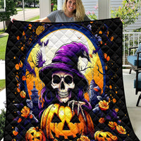 Pumpkin Witch Skull Quilt In My Defense The Moon Was Full And I Was Left Unsupervided - Wonder Print Shop