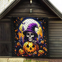 Pumpkin Witch Skull Quilt In My Defense The Moon Was Full And I Was Left Unsupervided - Wonder Print Shop