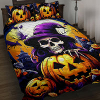 Pumpkin Witch Skull Quilt Bed Set In My Defense The Moon Was Full And I Was Left Unsupervided - Wonder Print Shop