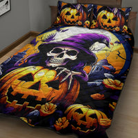 Pumpkin Witch Skull Quilt Bed Set In My Defense The Moon Was Full And I Was Left Unsupervided - Wonder Print Shop