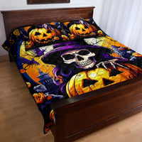 Pumpkin Witch Skull Quilt Bed Set In My Defense The Moon Was Full And I Was Left Unsupervided - Wonder Print Shop