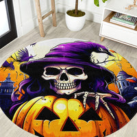 Pumpkin Witch Skull Round Carpet In My Defense The Moon Was Full And I Was Left Unsupervided