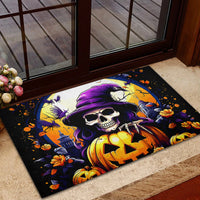 Pumpkin Witch Skull Rubber Doormat In My Defense The Moon Was Full And I Was Left Unsupervided - Wonder Print Shop