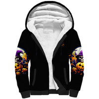 Pumpkin Witch Skull Sherpa Hoodie In My Defense The Moon Was Full And I Was Left Unsupervided - Wonder Print Shop