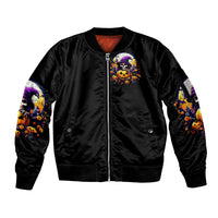 Pumpkin Witch Skull Sleeve Zip Bomber Jacket In My Defense The Moon Was Full And I Was Left Unsupervided - Wonder Print Shop
