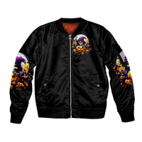 Pumpkin Witch Skull Sleeve Zip Bomber Jacket In My Defense The Moon Was Full And I Was Left Unsupervided - Wonder Print Shop